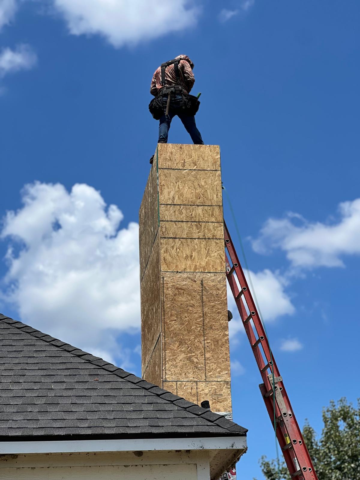 Chimney chase rebuild in progress