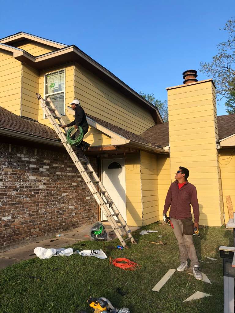 Exterior home repair in progress